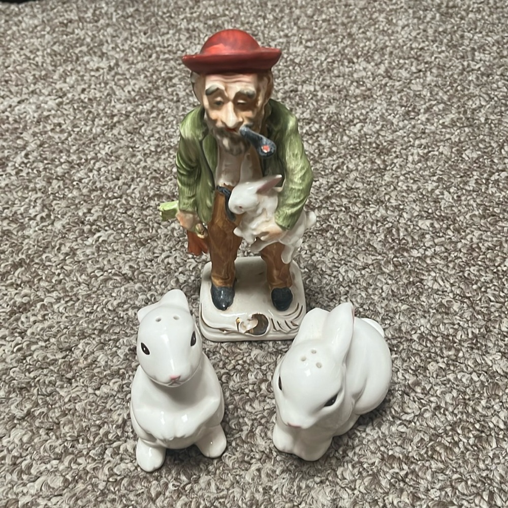 White Bunny Salt and Pepper Shakers
